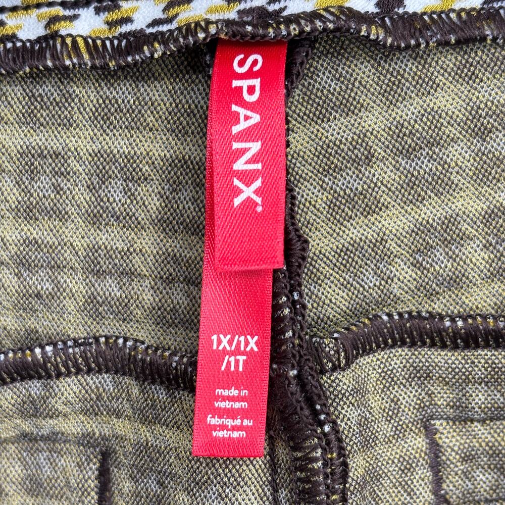 Spanx The Perfect Ankle Pants Kick Flare Size 1X Dijon Houndstooth Ponte Pull On - Picture 4 of 13